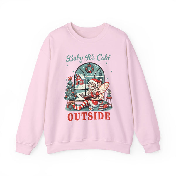 Baby It's Cold Outside Sweatshirt – Cozy Christmas Graphic Tee with Holiday Elf and Winter Scene