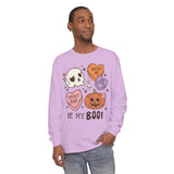 Be My Boo Halloween Long Sleeve T-Shirt - Cute Spooky Hearts and Pumpkin Graphic Tee