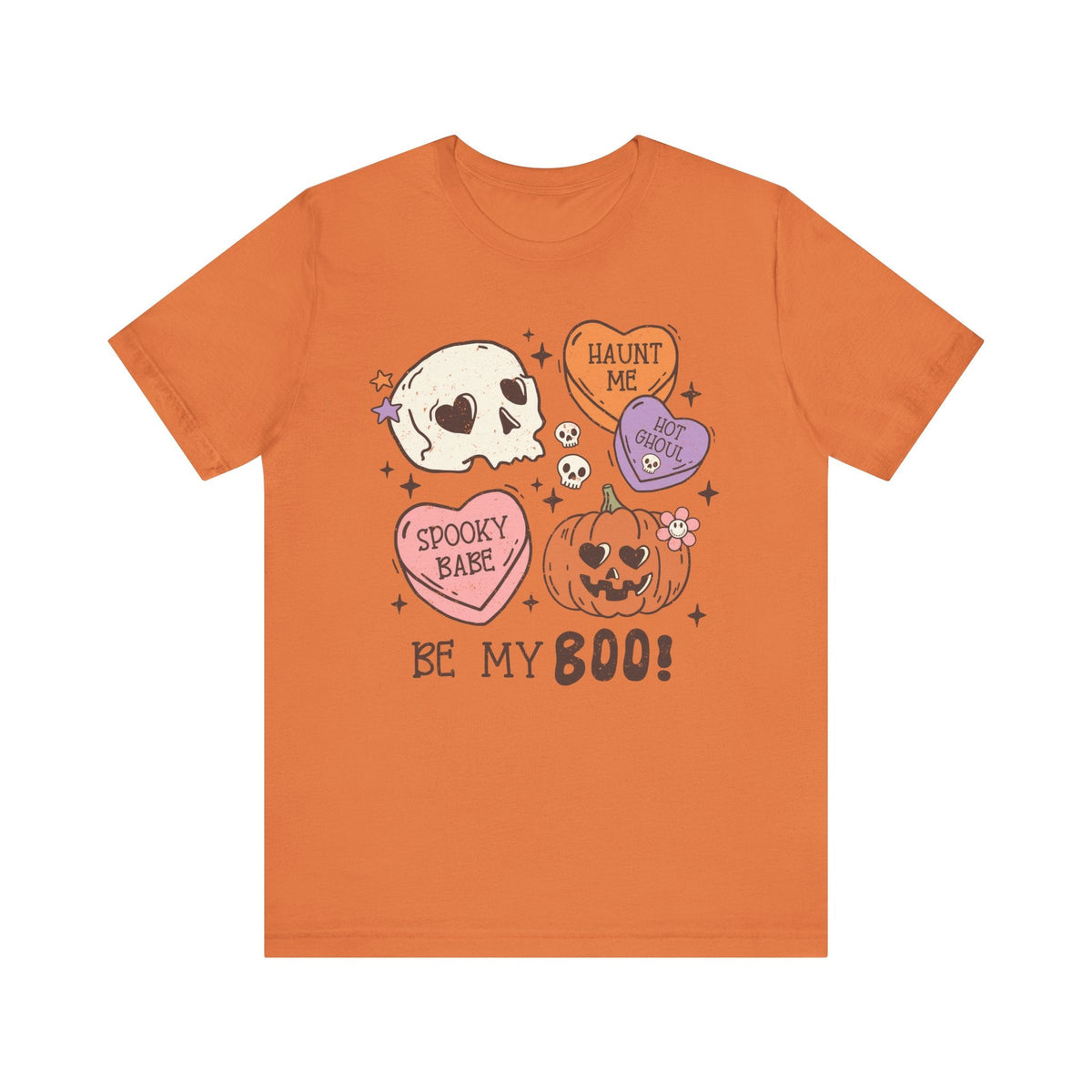 Be My Boo Halloween Shirt - Cute Spooky Hearts and Pumpkin Graphic Tee