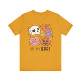 Be My Boo Halloween Shirt - Cute Spooky Hearts and Pumpkin Graphic Tee