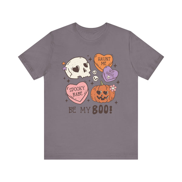 Be My Boo Halloween Shirt - Cute Spooky Hearts and Pumpkin Graphic Tee