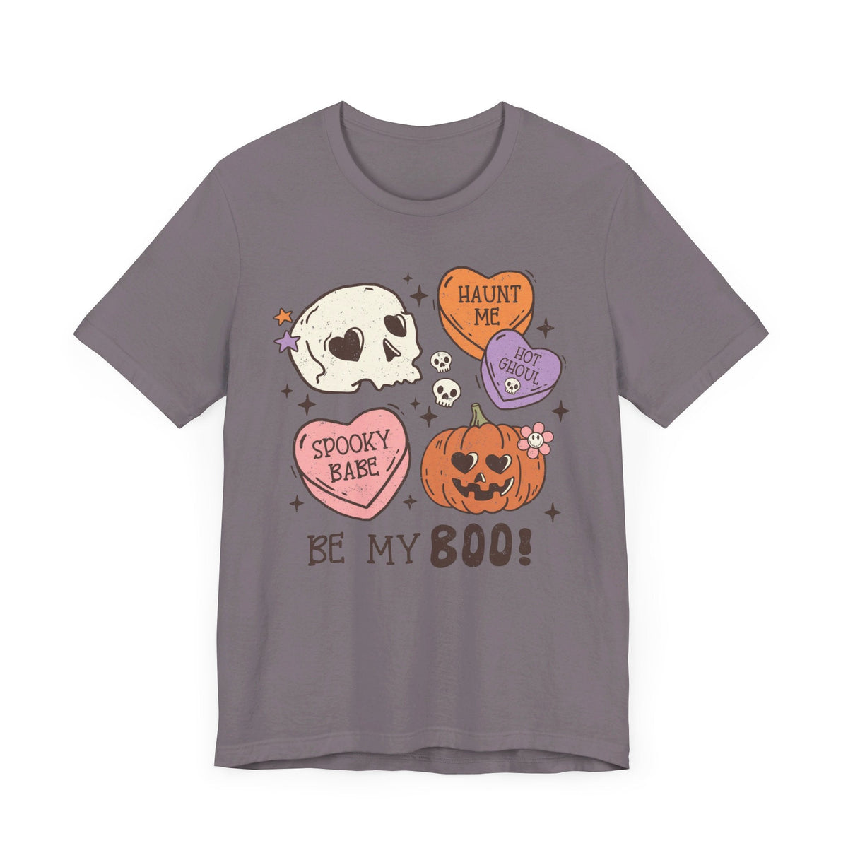 Be My Boo Halloween Shirt - Cute Spooky Hearts and Pumpkin Graphic Tee