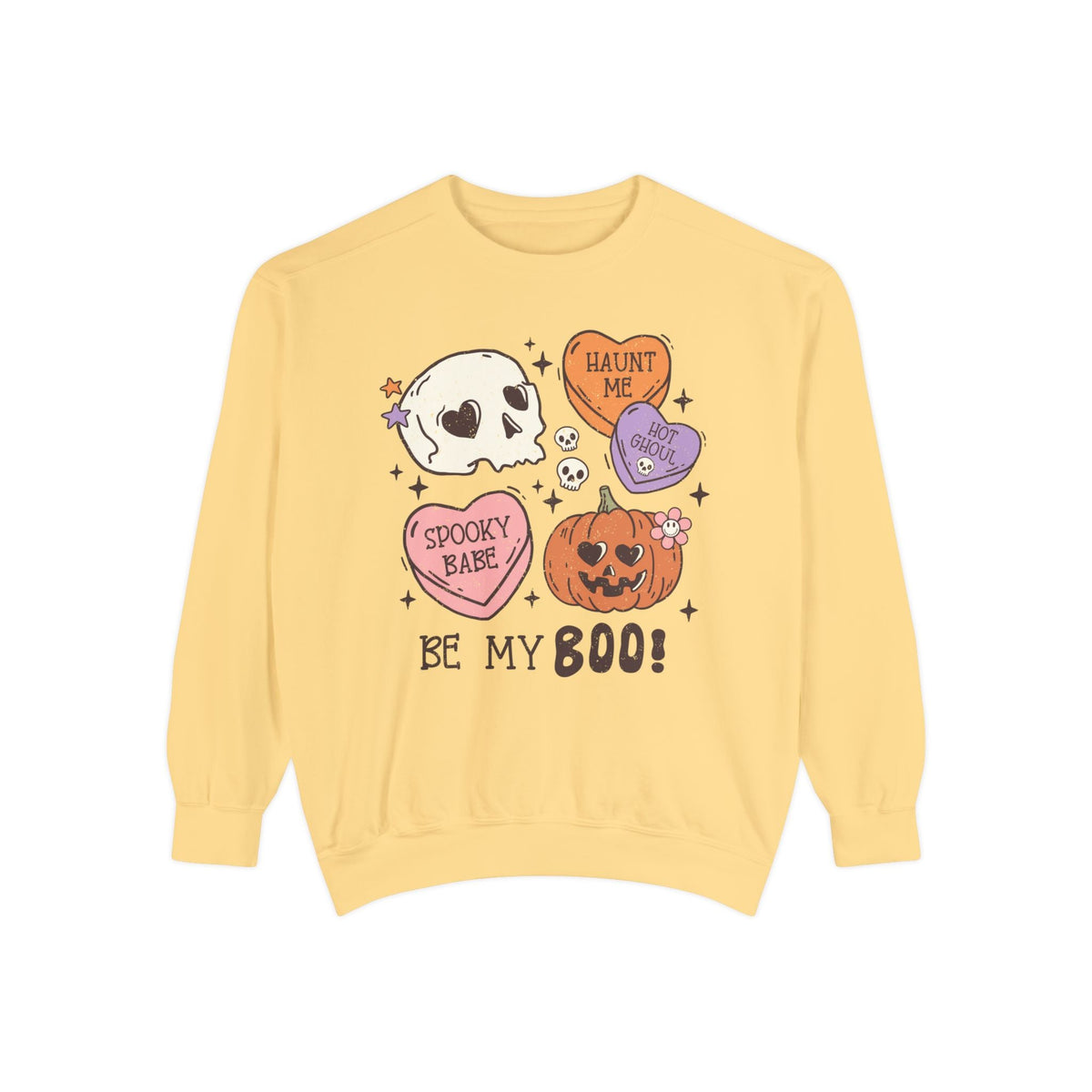 Be My Boo Halloween Sweatshirt - Cute Spooky Hearts and Pumpkin Graphic Sweater