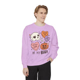 Be My Boo Halloween Sweatshirt - Cute Spooky Hearts and Pumpkin Graphic Sweater