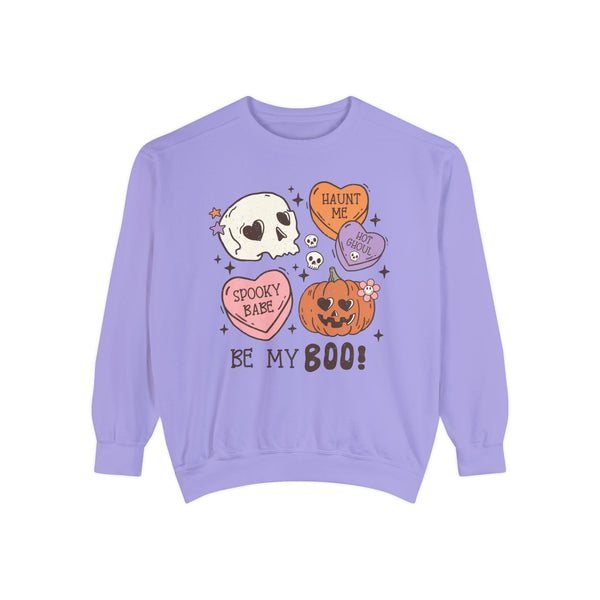 Be My Boo Halloween Sweatshirt - Cute Spooky Hearts and Pumpkin Graphic Sweater