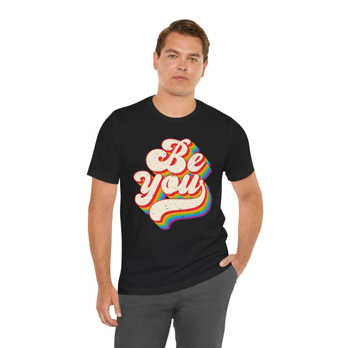 "Be You" LGBTQ Pride T-Shirt - Celebrate Gay Pride Month - Vibrant Black Short Sleeve