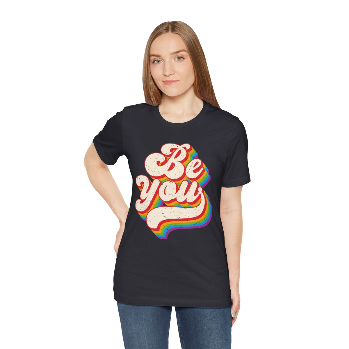 "Be You" LGBTQ Pride T-Shirt - Celebrate Gay Pride Month - Vibrant Black Short Sleeve