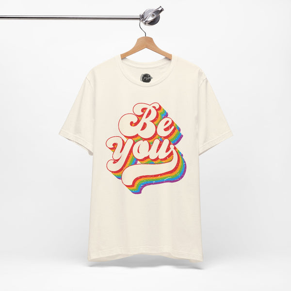 "Be You" LGBTQ Pride T-Shirt - Celebrate Gay Pride Month - Vibrant Black Short Sleeve