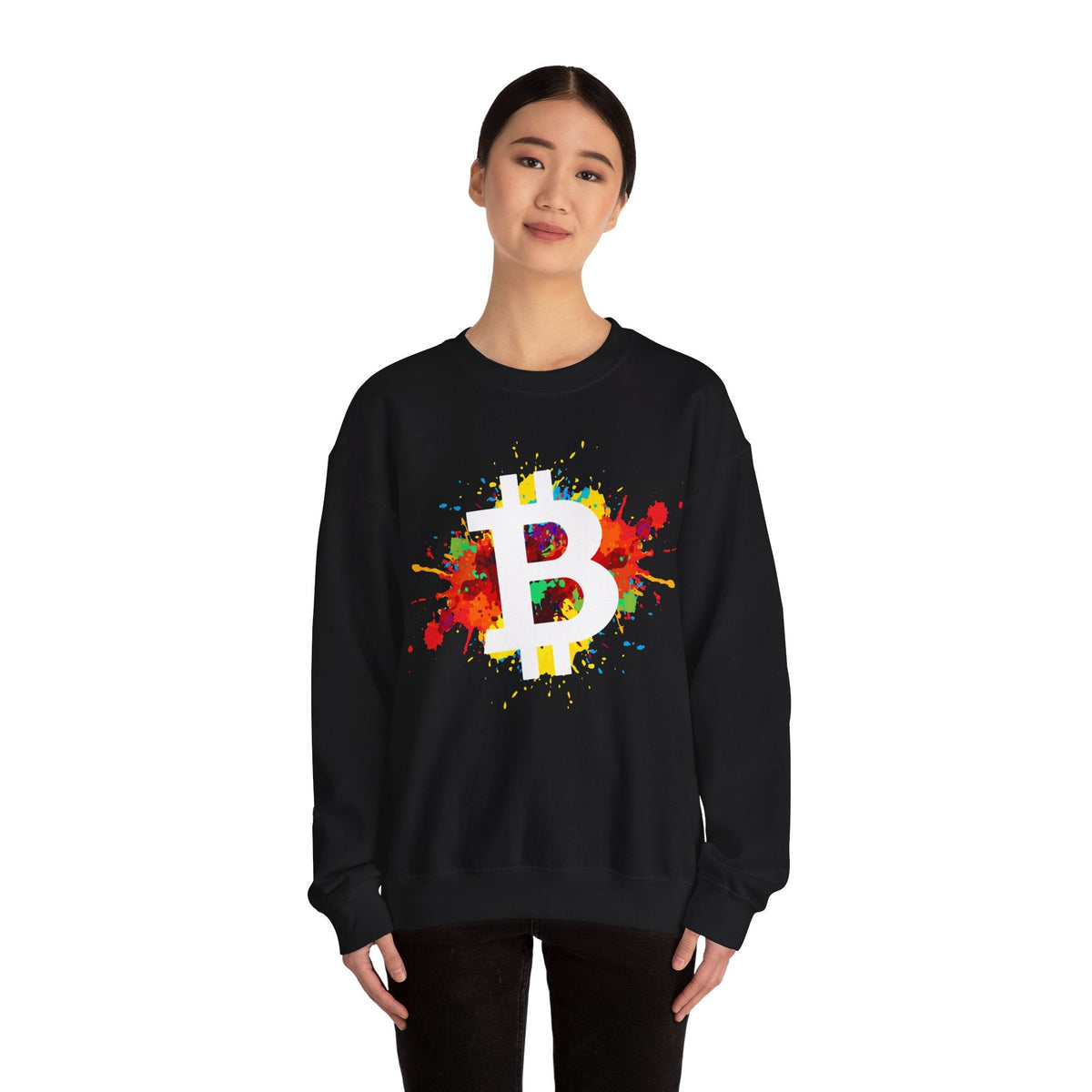 Bitcoin Art Crypto Crewneck Sweatshirt – Cryptocurrency Shirt for Enthusiasts, Traders, and Meme Lovers