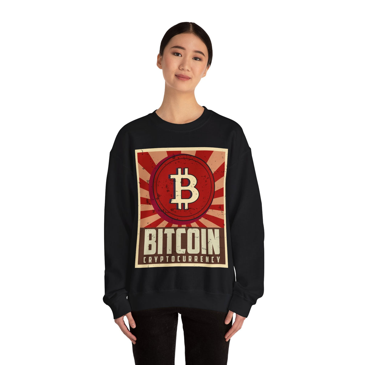 Bitcoin Cryptocurrency Poster Crypto Crewneck Sweatshirt – Cryptocurrency Shirt for Enthusiasts, Traders, and Meme Lovers