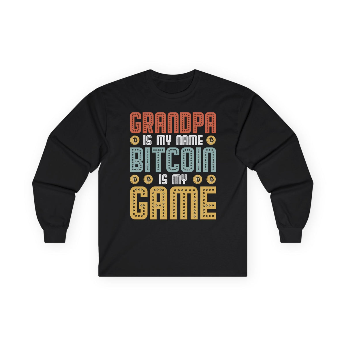 Bitcoin Grandpa Crypto Long Sleeve – Cryptocurrency Shirt for Enthusiasts, Traders, and Meme Lovers