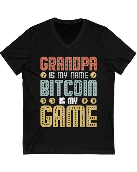 Bitcoin Grandpa Crypto V Neck Shirt For Cryptocurrency Enthusiasts And Traders