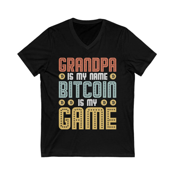 Bitcoin Grandpa Crypto V-Neck – Cryptocurrency Shirt for Enthusiasts, Traders, and Meme Lovers