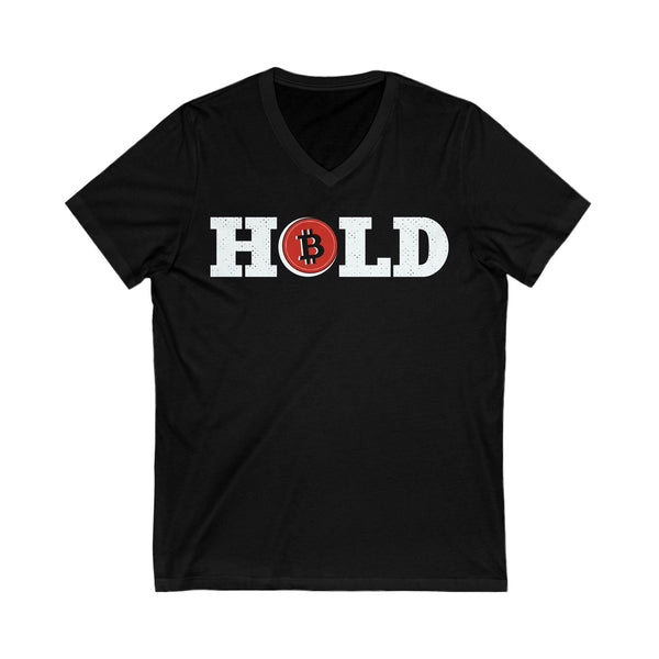 Bitcoin Hold Crypto V-Neck – Cryptocurrency Shirt for Enthusiasts, Traders, and Meme Lovers