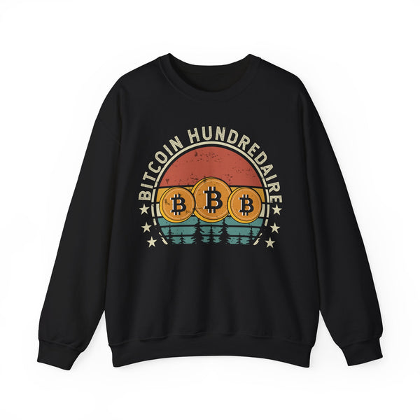 Bitcoin Hundredaire Logo Crypto Crewneck Sweatshirt – Cryptocurrency Shirt for Enthusiasts, Traders, and Meme Lovers