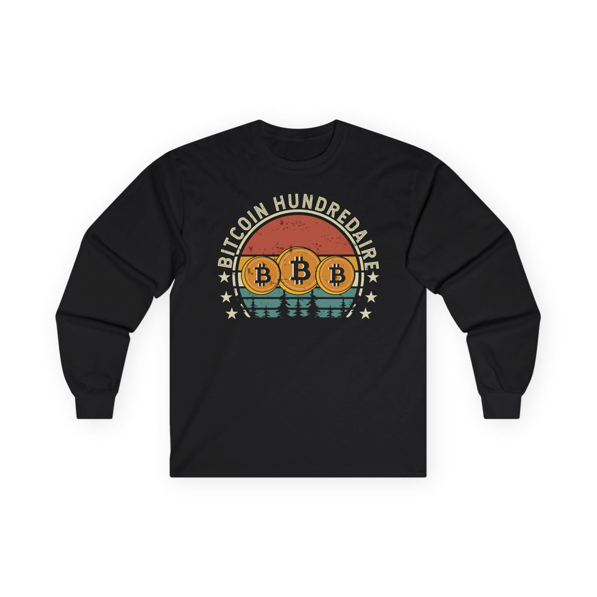 Bitcoin Hundredaire Logo Crypto Long Sleeve – Cryptocurrency Shirt for Enthusiasts, Traders, and Meme Lovers