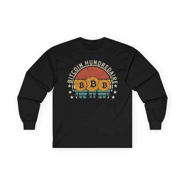 Bitcoin Hundredaire Logo Crypto Long Sleeve – Cryptocurrency Shirt for Enthusiasts, Traders, and Meme Lovers