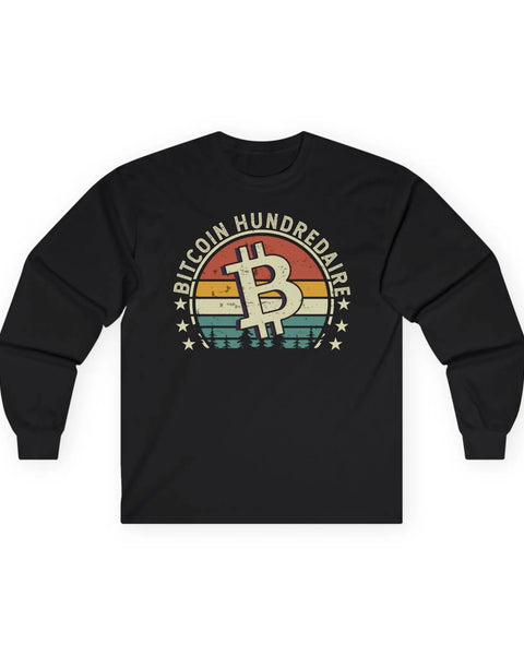 Bitcoin Hundredaire Logo Crypto Long Sleeve Shirt for Enthusiasts and Traders