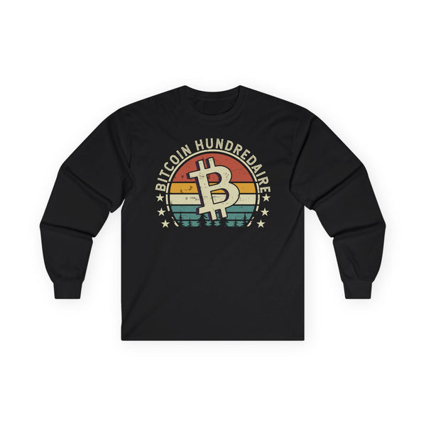 Bitcoin Hundredaire Logo Crypto Long Sleeve – Cryptocurrency Shirt for Enthusiasts, Traders, and Meme Lovers