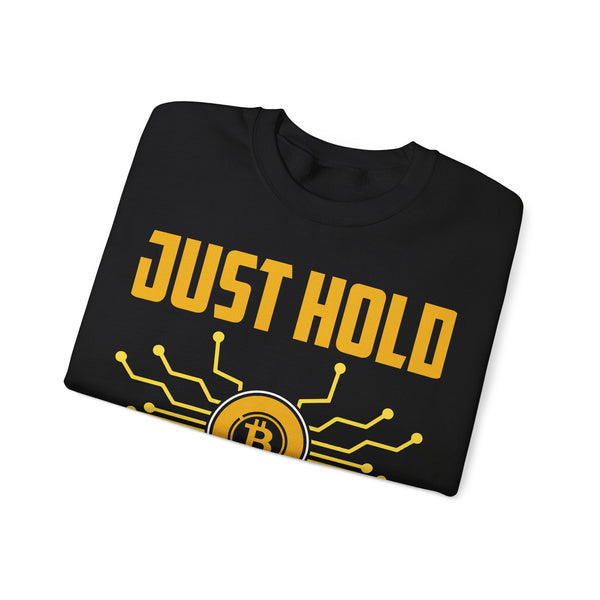 Bitcoin Just Hold No Cry Crypto Crewneck Sweatshirt – Cryptocurrency Shirt for Enthusiasts, Traders, and Meme Lovers