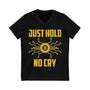 Bitcoin Just Hold No Cry Crypto V-Neck – Cryptocurrency Shirt for Enthusiasts, Traders, and Meme Lovers