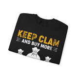 Bitcoin Keep Calm Poster Crypto Crewneck Sweatshirt – Cryptocurrency Shirt for Enthusiasts, Traders, and Meme Lovers