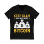 Bitcoin Keep Calm Poster Crypto V-Neck – Cryptocurrency Shirt for Enthusiasts, Traders, and Meme Lovers