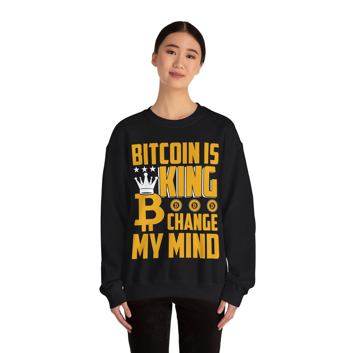 Bitcoin King Crypto Crewneck Sweatshirt – Cryptocurrency Shirt for Enthusiasts, Traders, and Meme Lovers