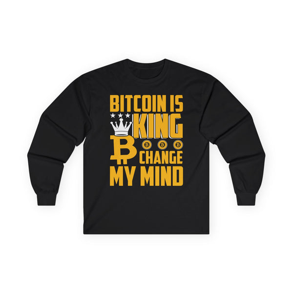 Bitcoin King Crypto Long Sleeve – Cryptocurrency Shirt for Enthusiasts, Traders, and Meme Lovers