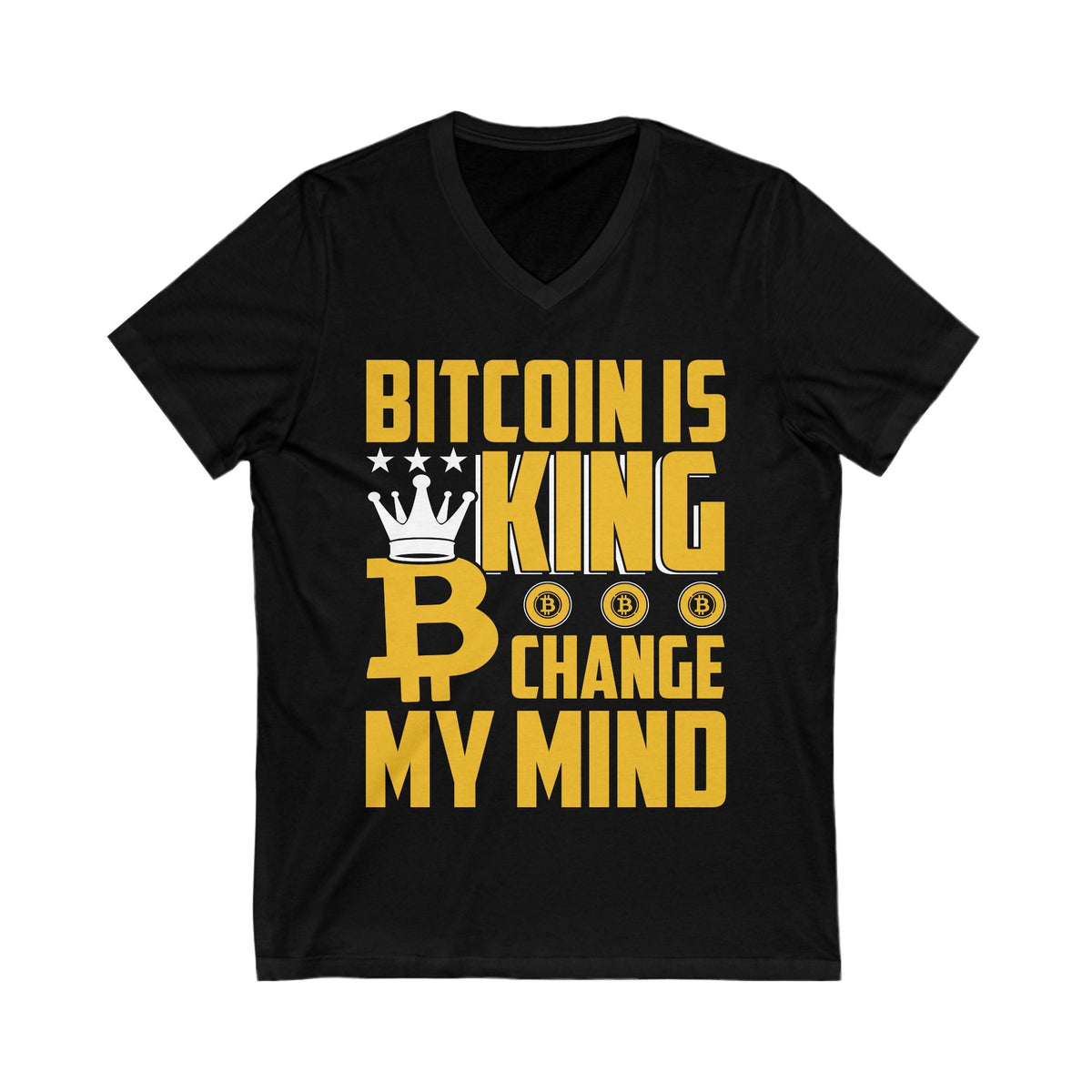 Bitcoin King Crypto V-Neck – Cryptocurrency Shirt for Enthusiasts, Traders, and Meme Lovers