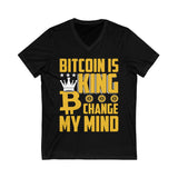 Bitcoin King Crypto V-Neck – Cryptocurrency Shirt for Enthusiasts, Traders, and Meme Lovers