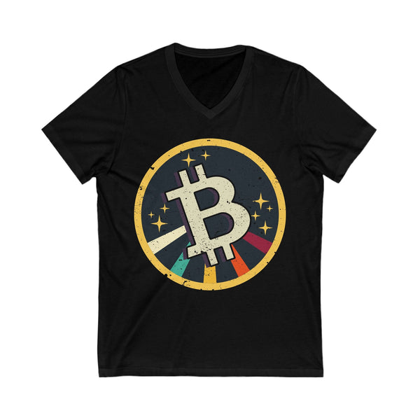 Bitcoin Logo Crypto V-Neck – Cryptocurrency Shirt for Enthusiasts, Traders, and Meme Lovers