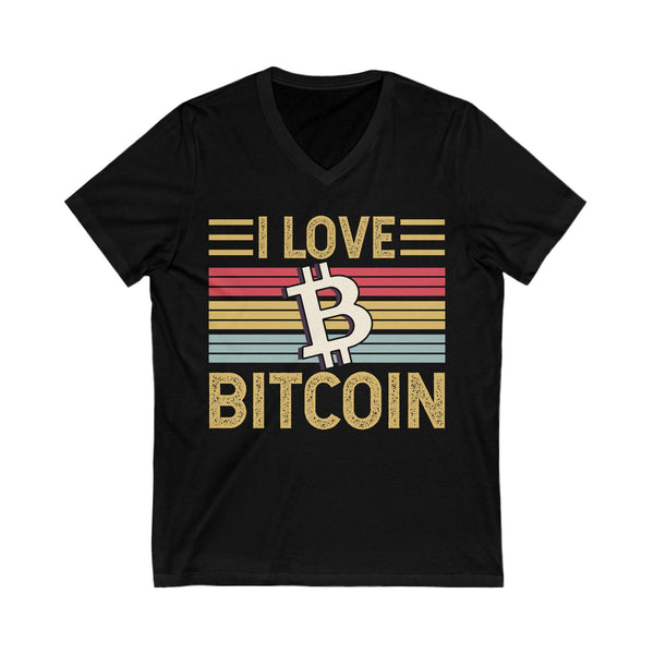 Bitcoin Love Crypto V-Neck – Cryptocurrency Shirt for Enthusiasts, Traders, and Meme Lovers