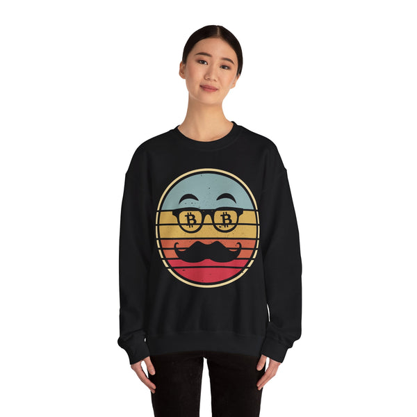 Bitcoin Retro Design Crypto Crewneck Sweatshirt – Cryptocurrency Shirt for Enthusiasts, Traders, and Meme Lovers