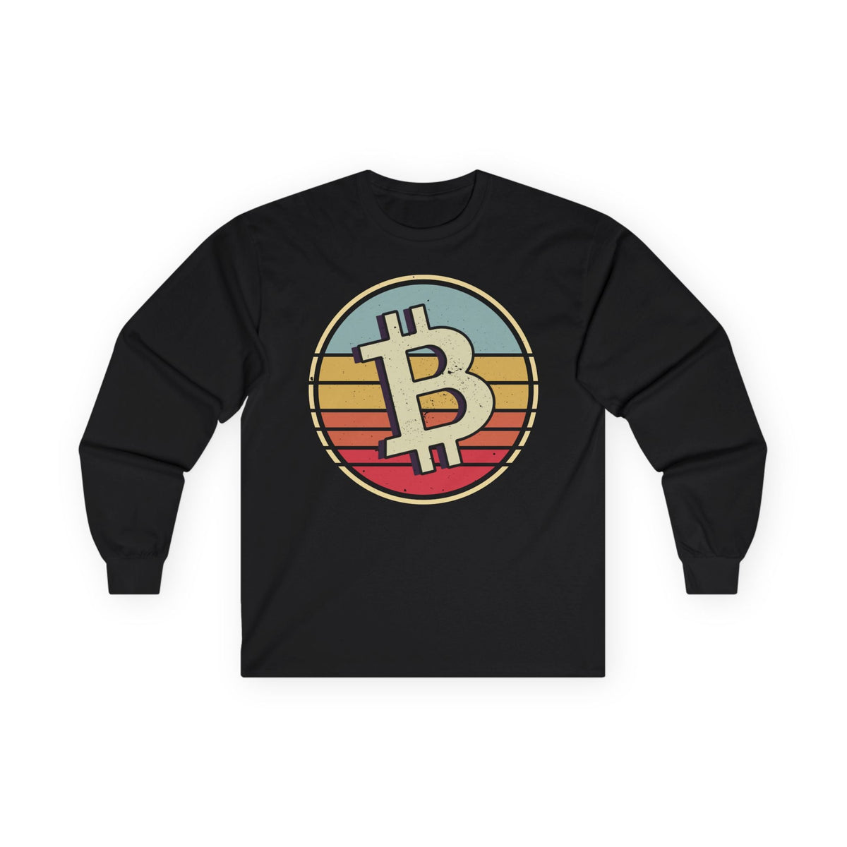 Bitcoin Retro Logo Crypto Long Sleeve – Cryptocurrency Shirt for Enthusiasts, Traders, and Meme Lovers