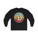 Bitcoin Retro Logo Crypto Long Sleeve – Cryptocurrency Shirt for Enthusiasts, Traders, and Meme Lovers