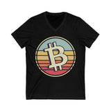 Bitcoin Retro Logo Crypto V-Neck – Cryptocurrency Shirt for Enthusiasts, Traders, and Meme Lovers