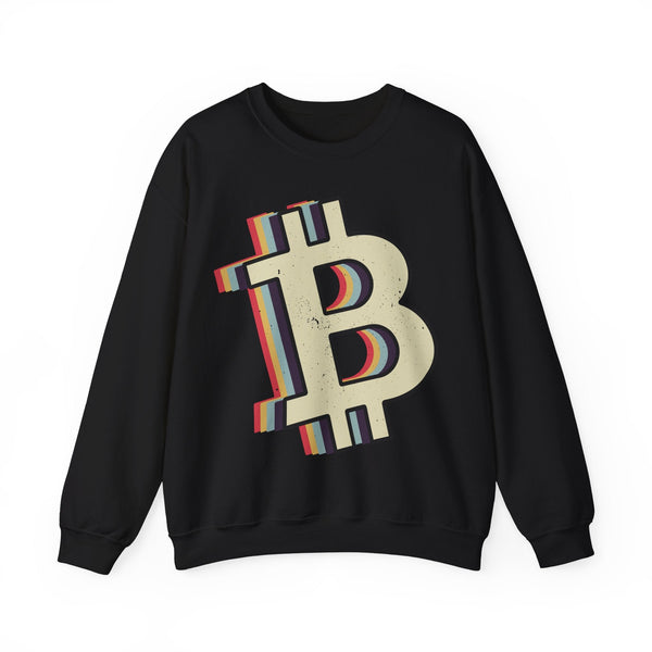 Bitcoin Symbol Retro Crypto Crewneck Sweatshirt – Cryptocurrency Shirt for Enthusiasts, Traders, and Meme Lovers