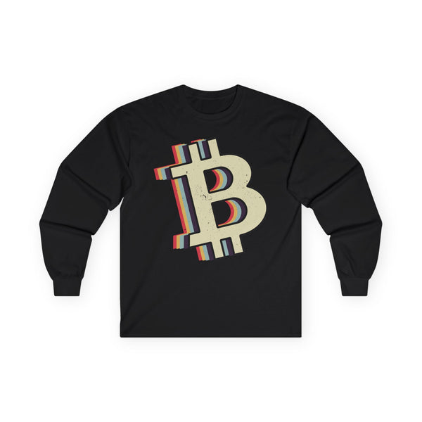 Bitcoin Symbol Retro Crypto Long Sleeve – Cryptocurrency Shirt for Enthusiasts, Traders, and Meme Lovers