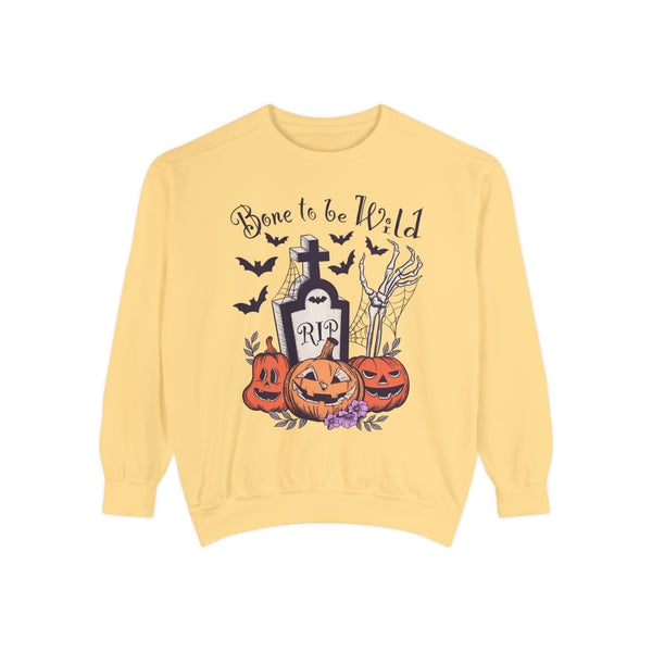 Bone To Be Wild - Funny Skeleton Pumpkin Graveyard Halloween Sweatshirt