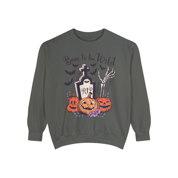 Bone To Be Wild - Funny Skeleton Pumpkin Graveyard Halloween Sweatshirt