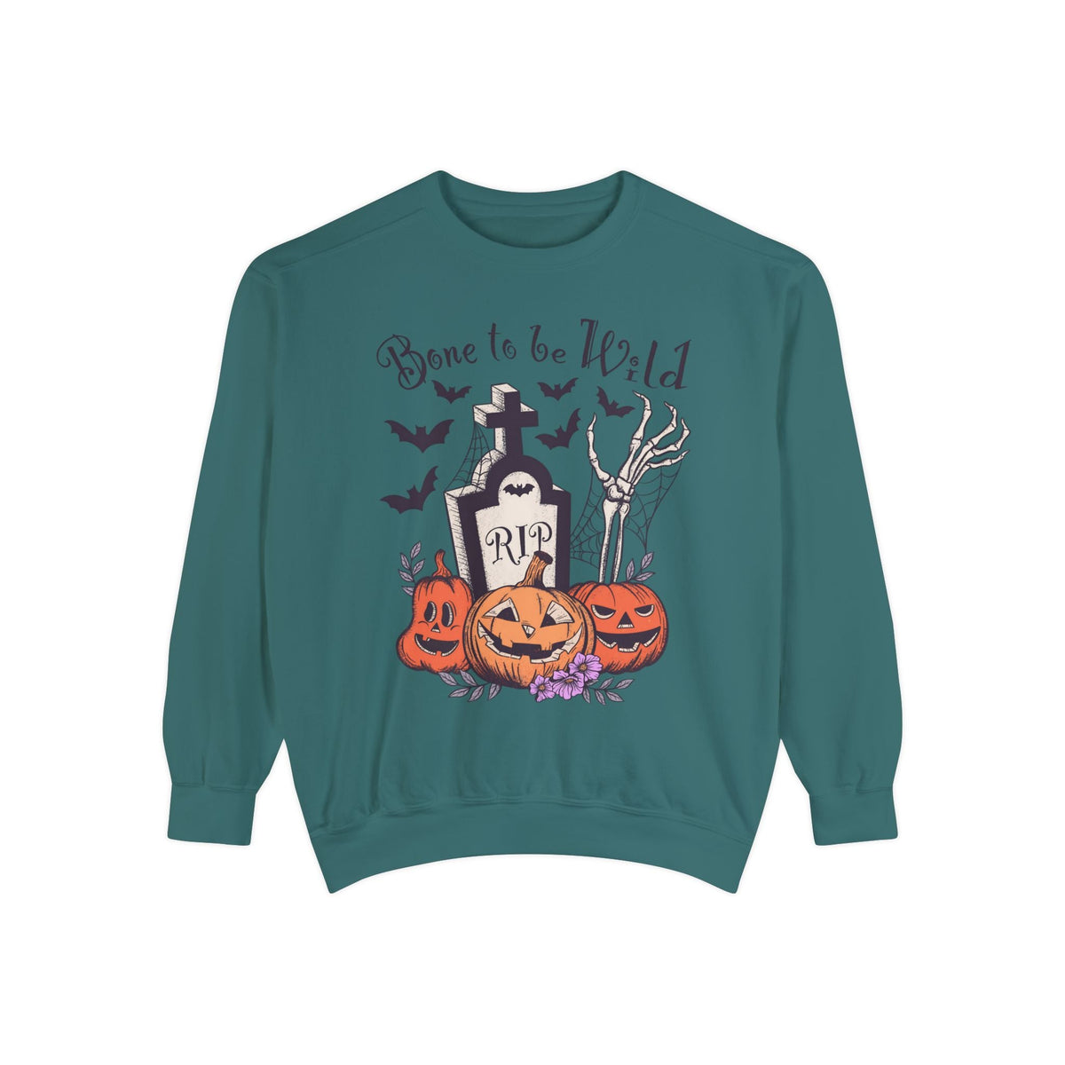 Bone To Be Wild - Funny Skeleton Pumpkin Graveyard Halloween Sweatshirt