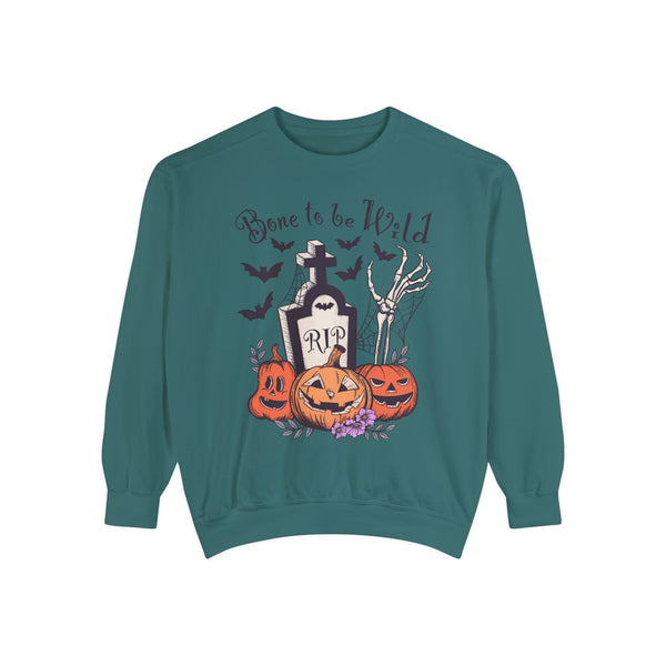 Bone To Be Wild - Funny Skeleton Pumpkin Graveyard Halloween Sweatshirt