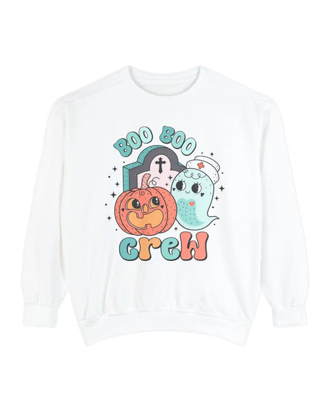 Boo Boo Crew Halloween Nurse Sweatshirt Cute Pumpkin Ghost Print