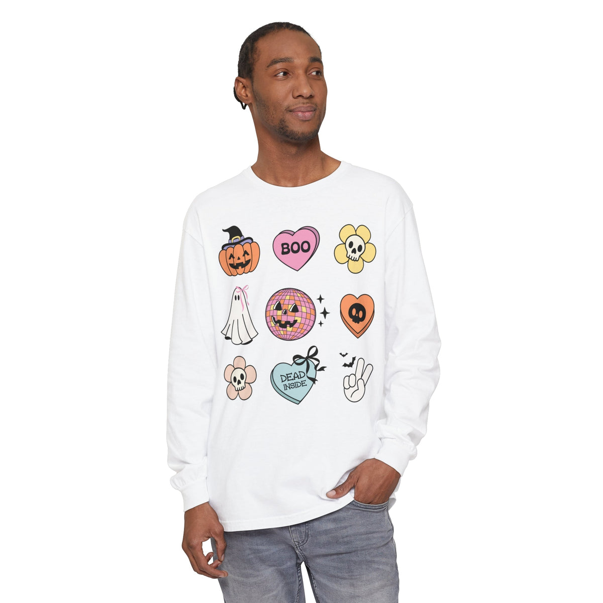 Boo-Jee Ghost - Funny Halloween Coffee Lover Long Sleeve Tee