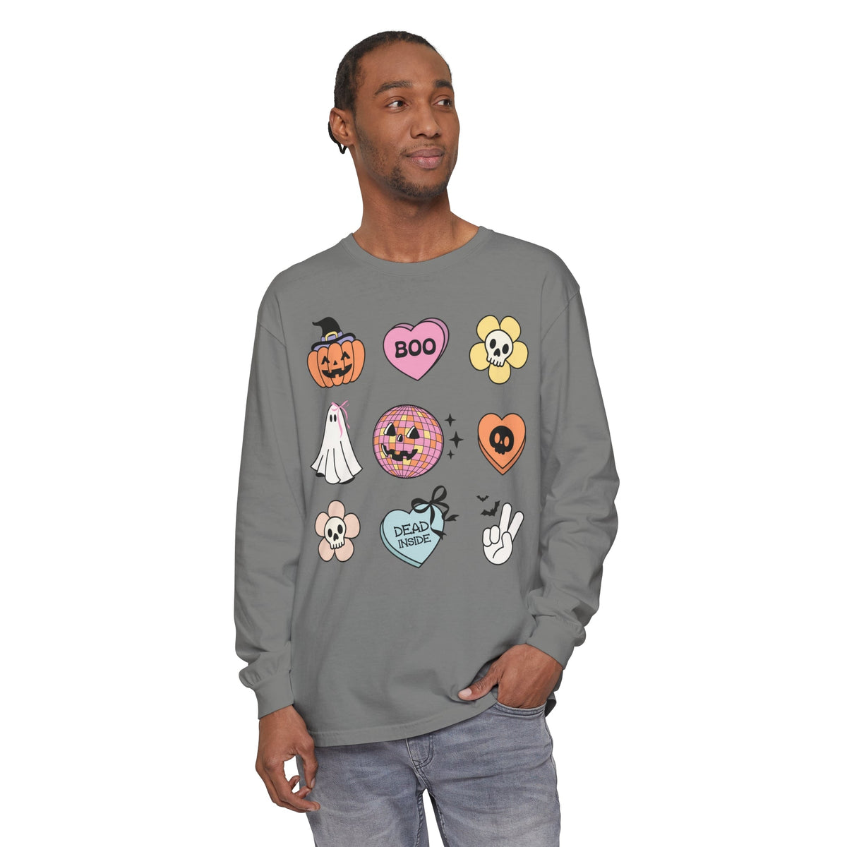 Boo-Jee Ghost - Funny Halloween Coffee Lover Long Sleeve Tee