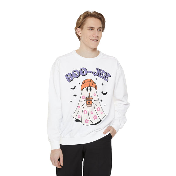 Boo-Jee Ghost Halloween Sweatshirt - Trendy Coffee Lover Ghost Graphic Sweater