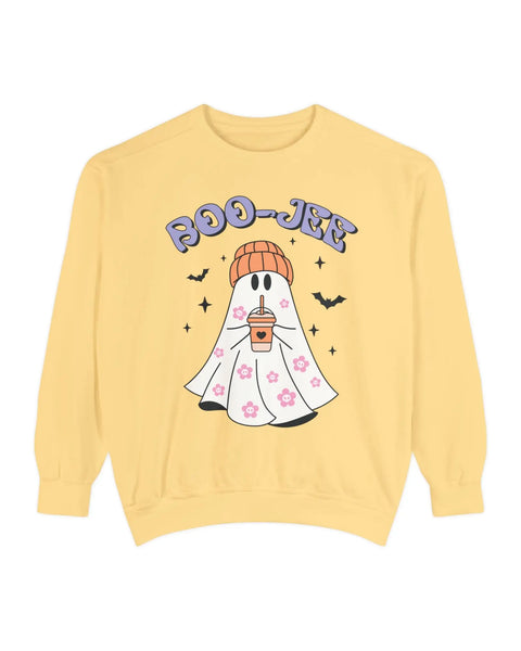 Boo Jee Ghost Halloween Sweatshirt Coffee Lover Graphic Sweater
