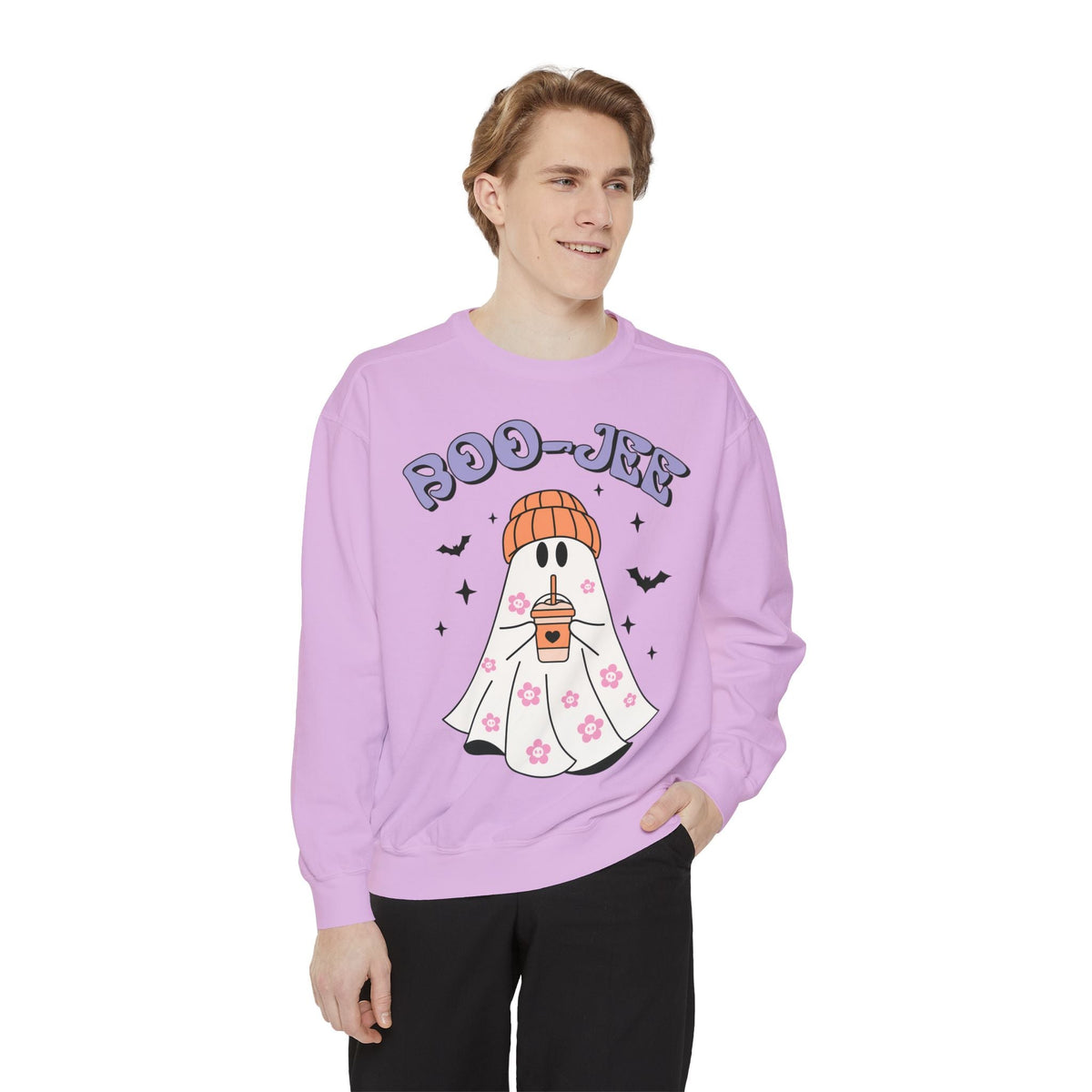 Boo-Jee Ghost Halloween Sweatshirt - Trendy Coffee Lover Ghost Graphic Sweater