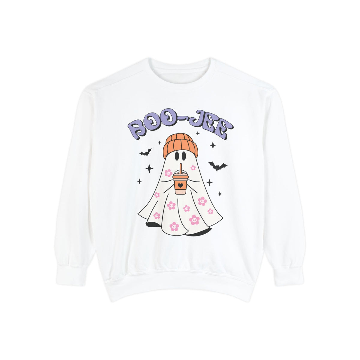 Boo-Jee Ghost Halloween Sweatshirt - Trendy Coffee Lover Ghost Graphic Sweater